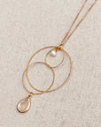 Gold Layered Circle Drop Necklace with Pearl