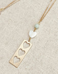 Stone with Shell & Heart Bar Necklace