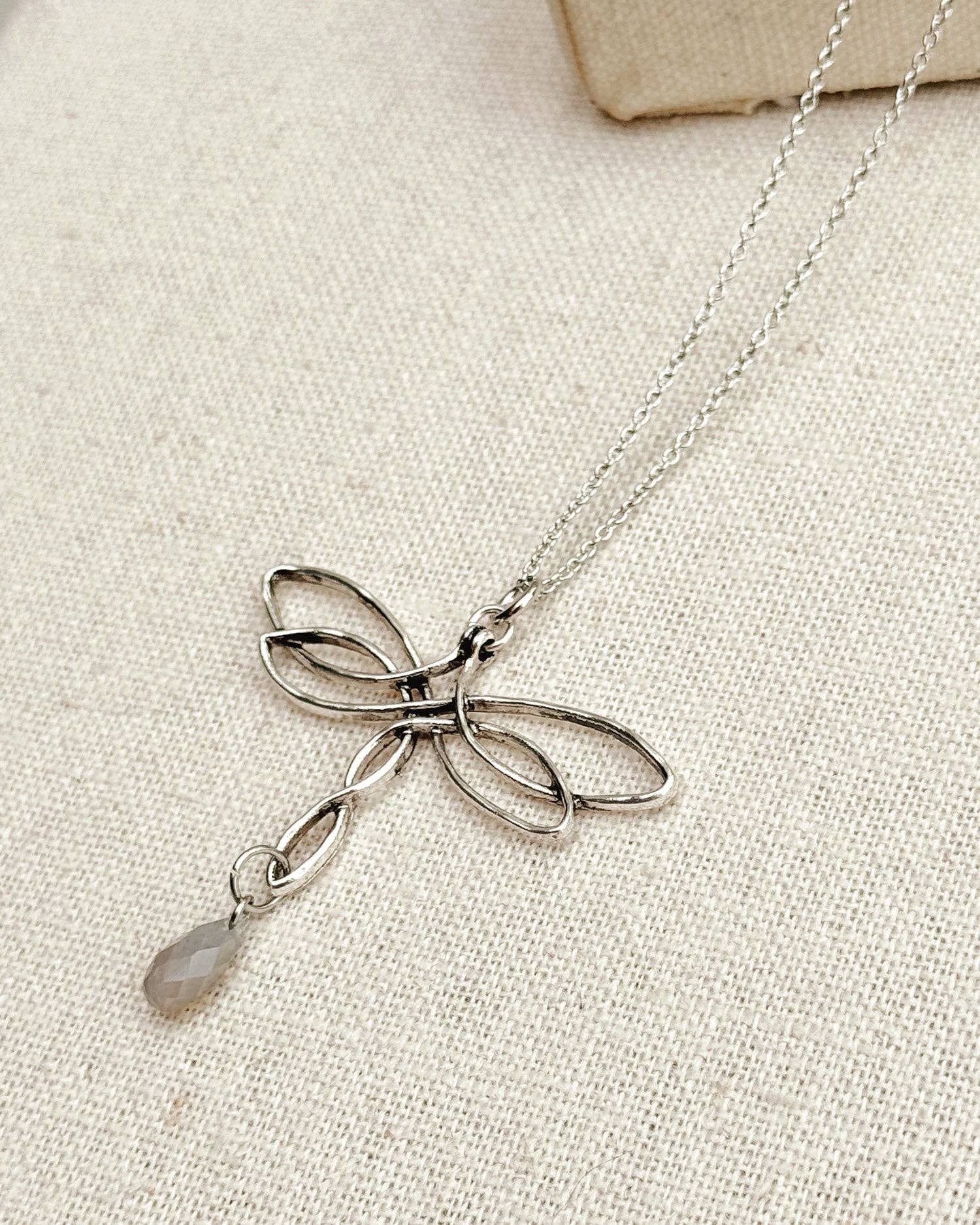 Celtic Knot Dragonfly &amp; Swarovski Crystal Pendant Necklace