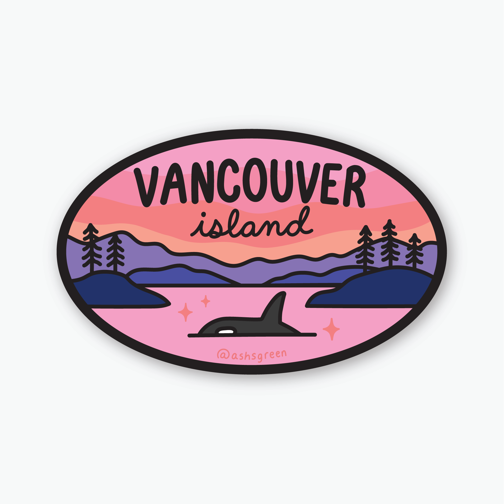 Retro Vancouver Island sunset - 3" vinyl sticker