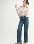 Mid Rise Slim Wide Leg