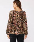 Long Sleeve Split Neck Raglan Blouse