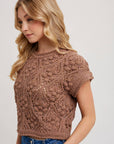 Knit Sweater Short Sleeved Pullover