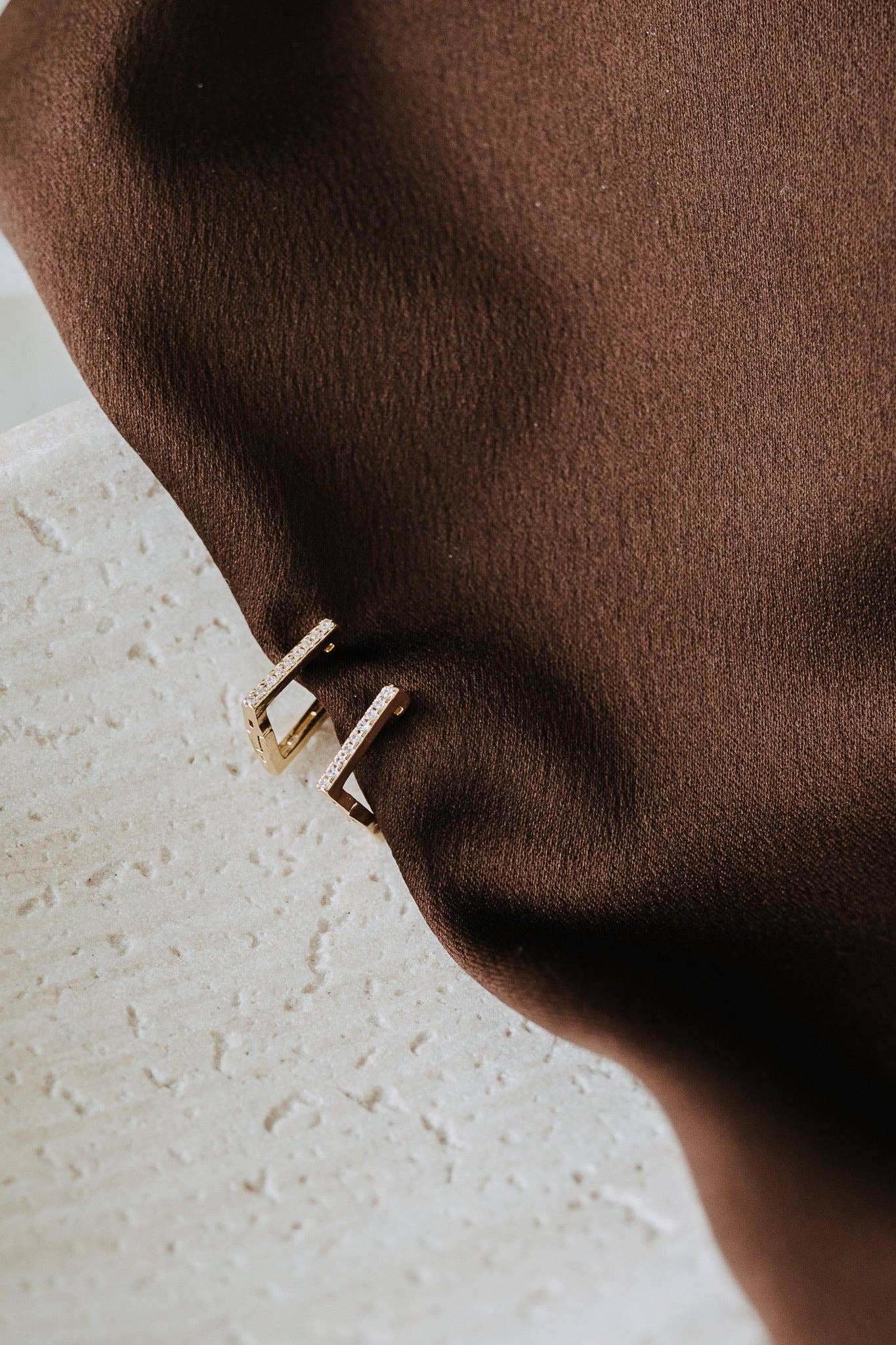 Luna Hoops Gold Filled Pavé Rectangle Earrings