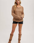 Raglan Cut Open Knit Sweater Pullover