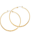 1.5" Hammered Hoop Earrings Silver