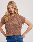 Knit Sweater Short Sleeved Pullover