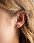 Crescent Moon Crystal Stud Earrings