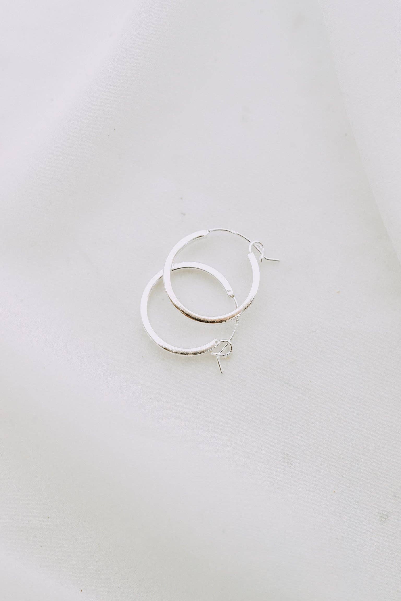 Sterling Silver Flat Hoops 20mm | Everyday Classic