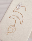 Gold Layered Circle Drop Necklace with Pearl