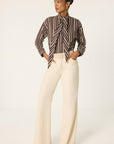 Striped Tie-Neck Blouse