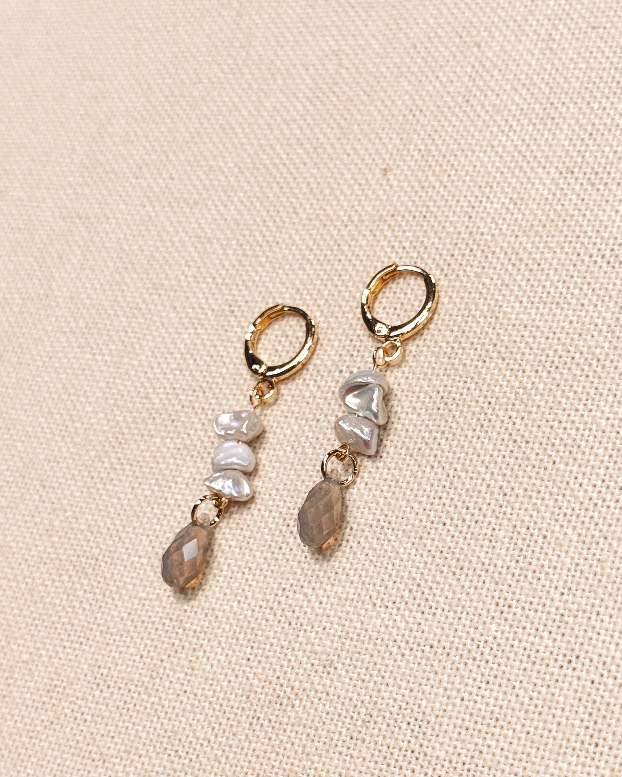 Freshwater Pearl Grey Opal Crystal Drop Earrings