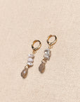 Freshwater Pearl Grey Opal Crystal Drop Earrings