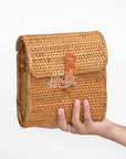 Rattan Bag Purse Wallet Clutch (Envelope Brown)