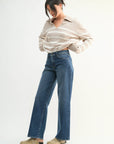 Mid Rise Slim Wide Leg