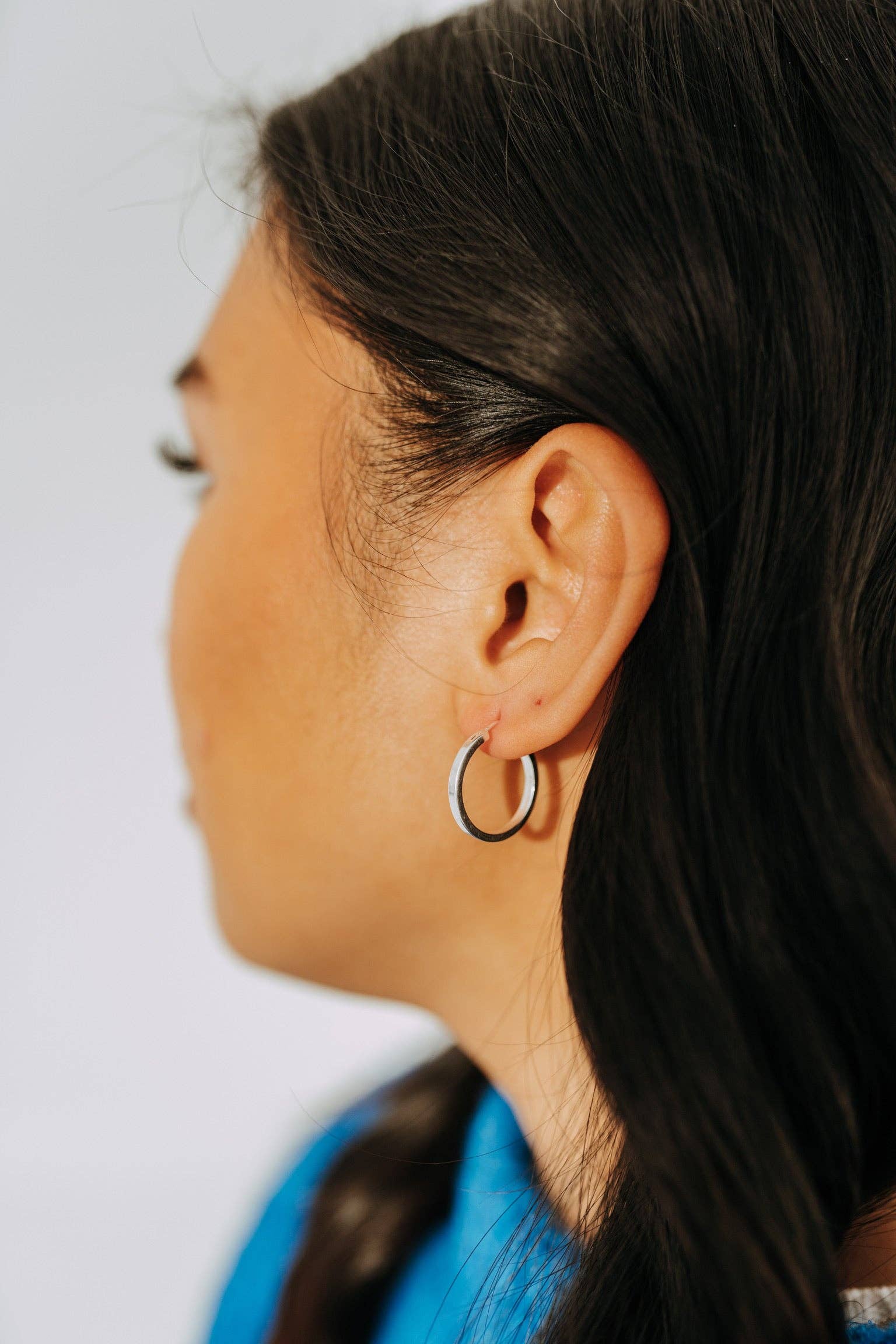 Sterling Silver Flat Hoops 20mm | Everyday Classic