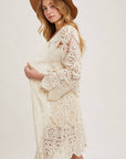 Crochet Open Front Bell Sleeved Cardigan
