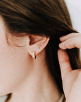 CZ Huggie Hoops 18k Gold Filled Emerald Cut Dainty