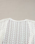 White Stylish Hollow Out Knit Drop Shoulder Cardigan