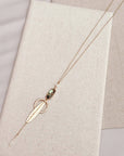 Geometric Charm Necklace with Abalone Accent – Gold