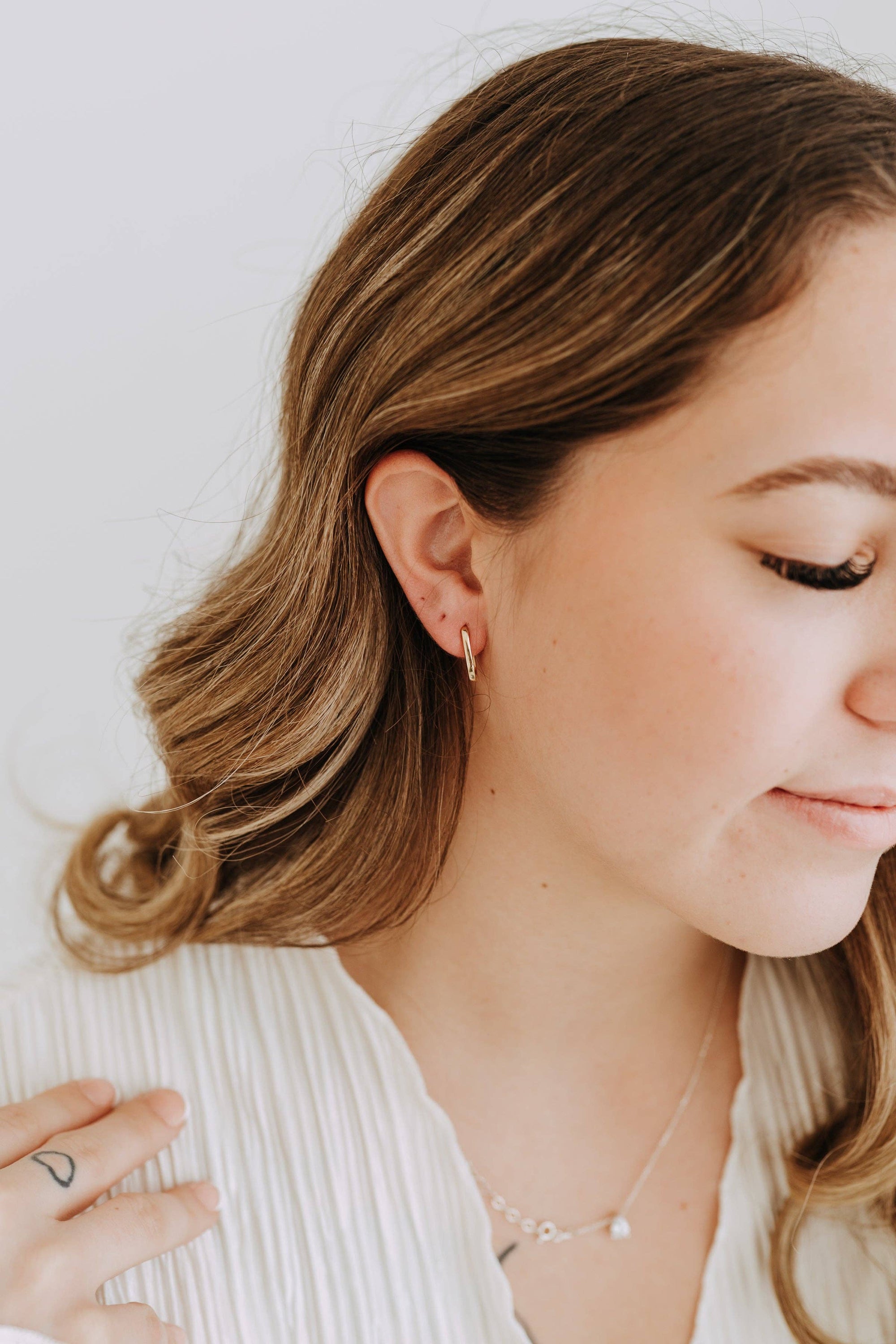 Rectangle Huggie Hoops – Gold Filled Minimal