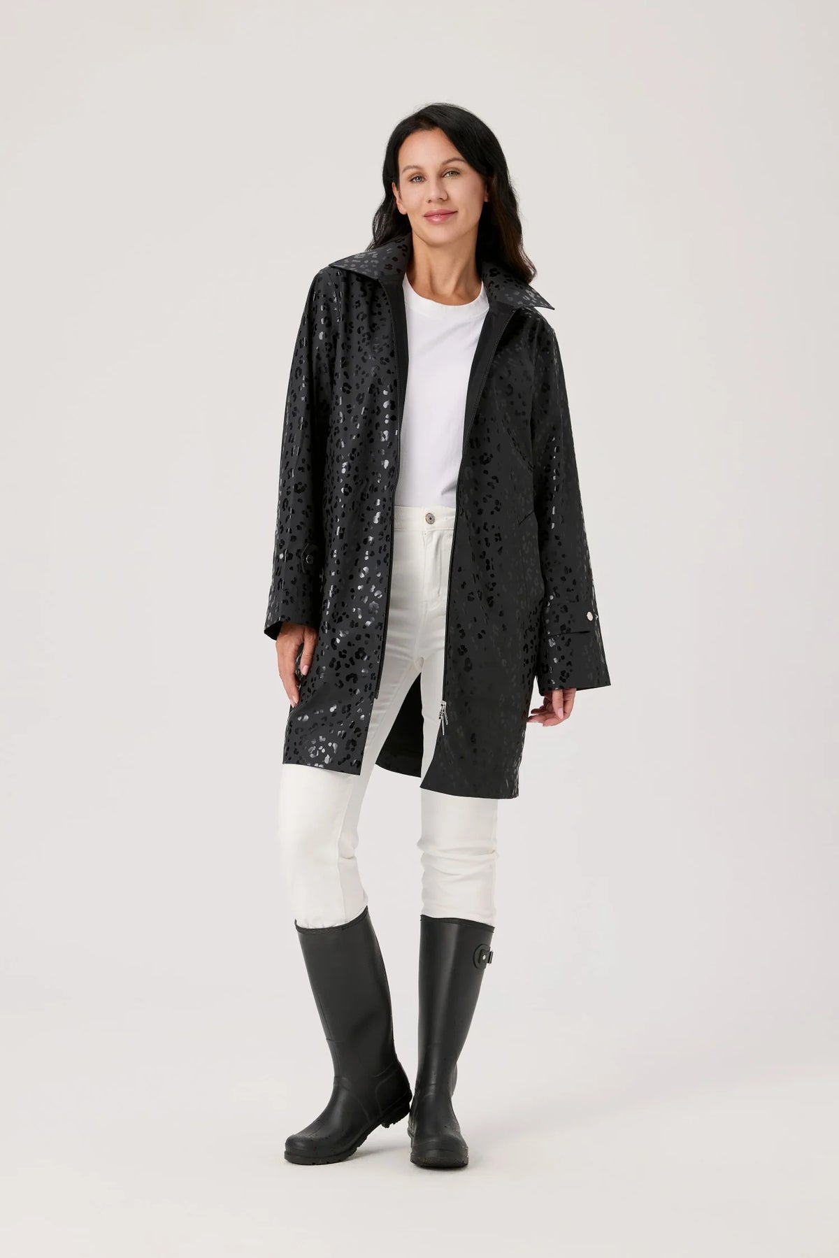 Nikki Jones Printed Waterproof Long Rain Coat