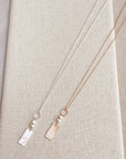 Two Tone Gold & Silver Pearl Heart Tag Necklace