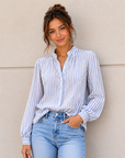 Blue Stripe Textured Blouse
