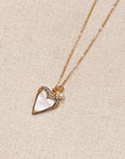 Mother of Pearl Rhinestone Heart Outline Necklace