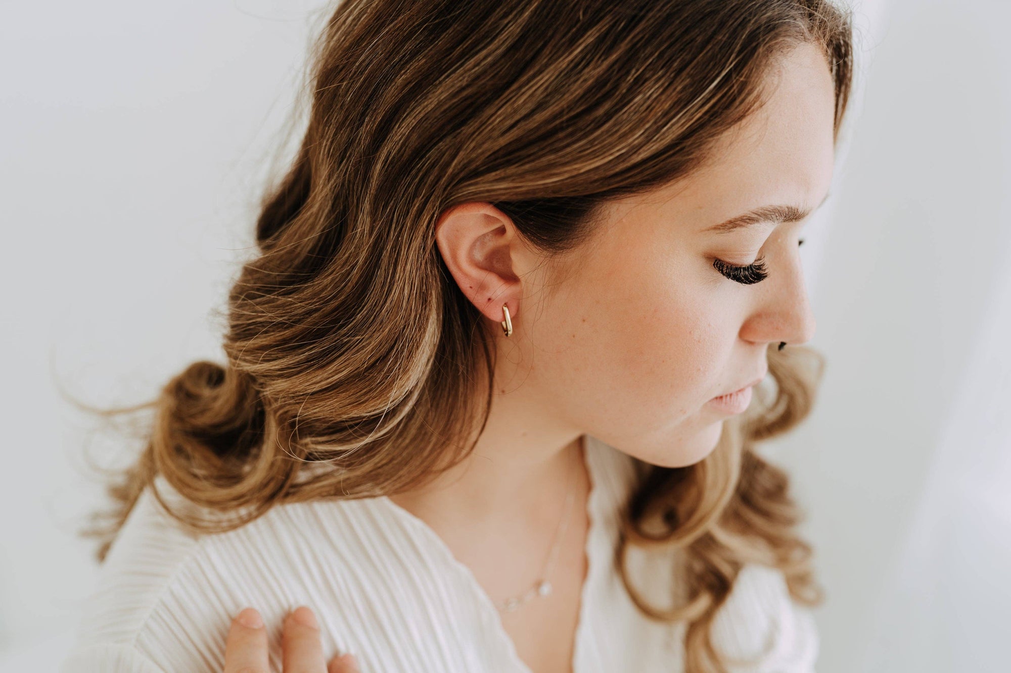 Rectangle Huggie Hoops – Gold Filled Minimal