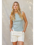 Estefania Linen Cotton Multi-Ribbed Knit Tank