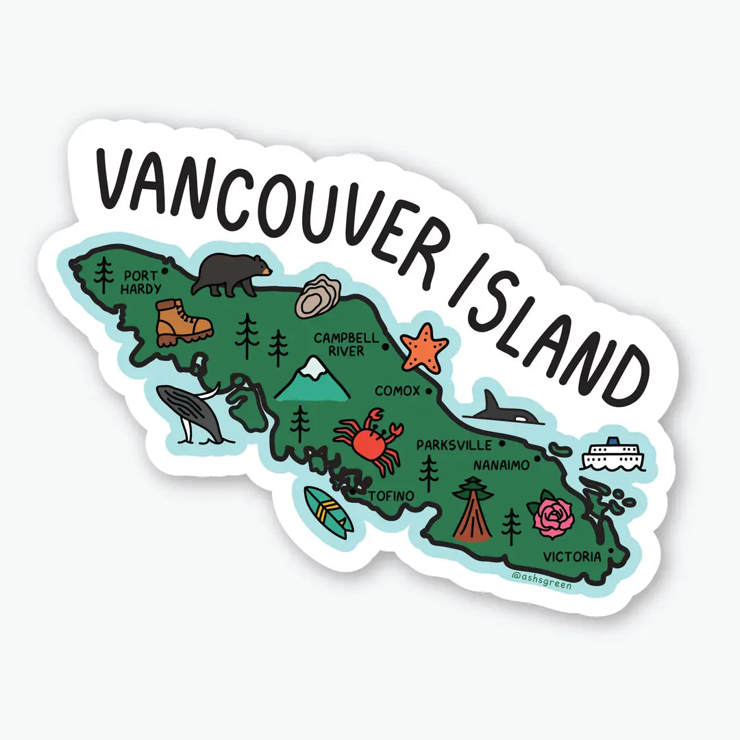 Vancouver Island Map - Vinyl Sticker