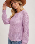Raglan Cut Open Knit Sweater Pullover