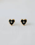 Black Drip Glaze Heart Drop Earrings