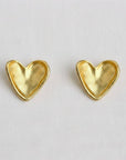 Vintage Inspired Gold-Toned Textured Heart Stud Earrings