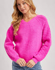 V-NECK RIBBED KNIT SWEATER