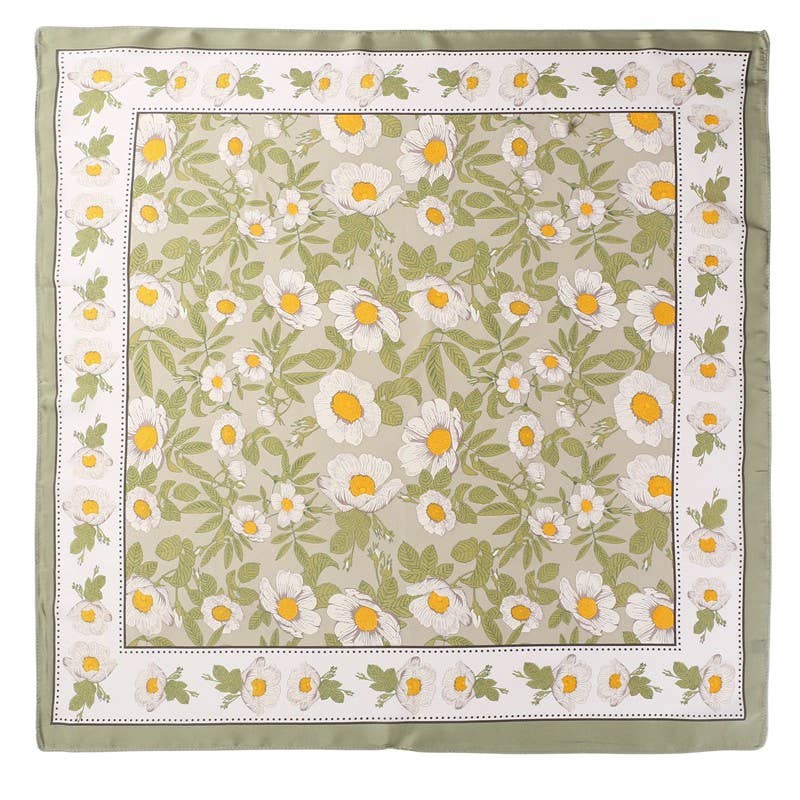 Spring Meadow Daisy Silky Feel Bandana Scarf