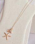 Matte Gold Starfish Pearl Cluster Necklace