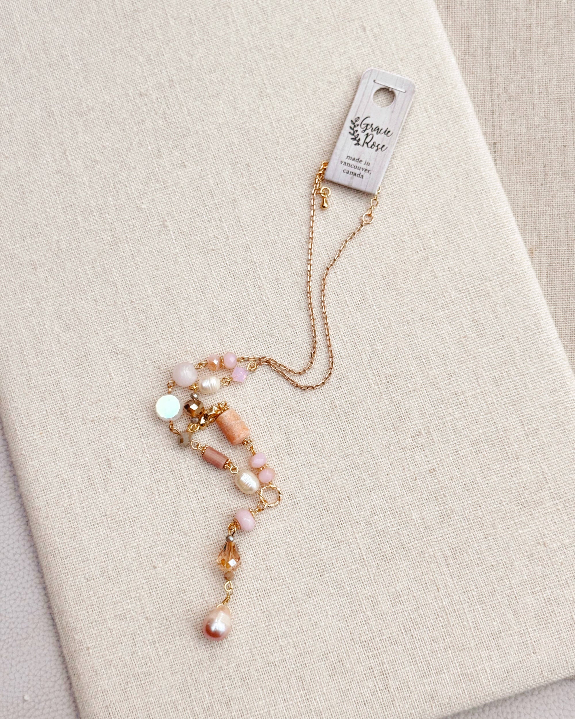 Gold &amp; Multicolor Pearl Beaded Y Necklace