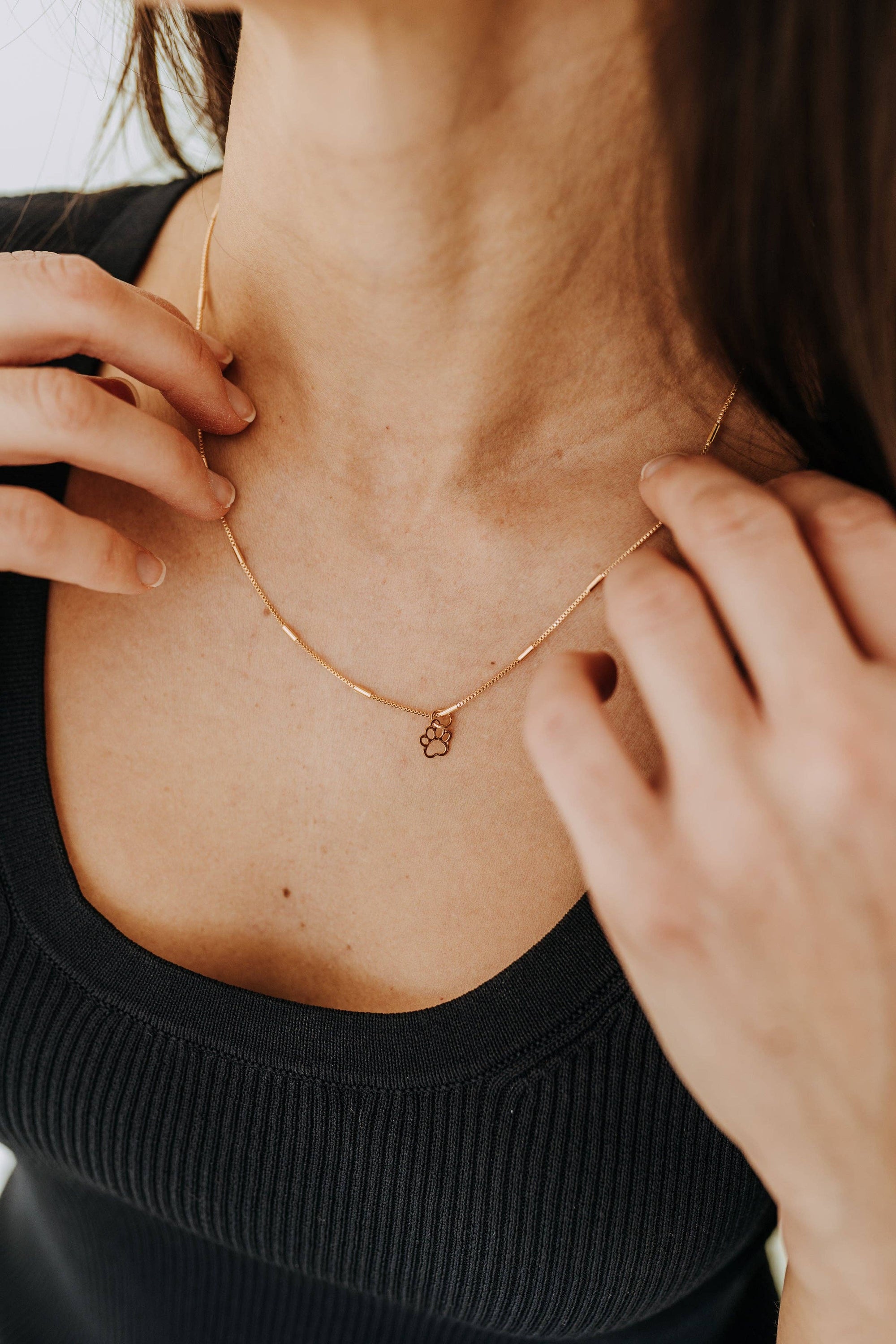 Gold Paw Print Necklace for Dog Lovers