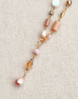 Gold & Multicolor Pearl Beaded Y Necklace