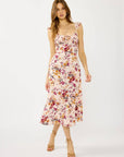 Lace-Up Smocked Bodice Midi Dress