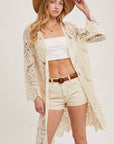 Crochet Open Front Bell Sleeved Cardigan
