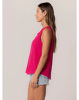 Embroidered Split Neck Sleeveless Top