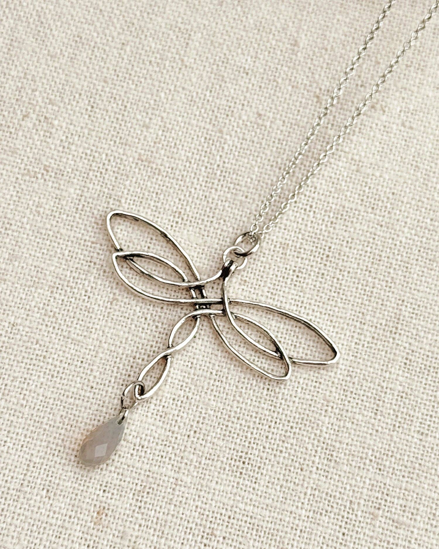 Celtic Knot Dragonfly &amp; Swarovski Crystal Pendant Necklace