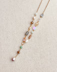 Gold & Multicolor Pearl Beaded Y Necklace