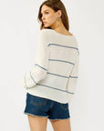 V Neck Fuzzy Stripe Sweater