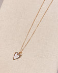 Mother of Pearl Rhinestone Heart Outline Necklace