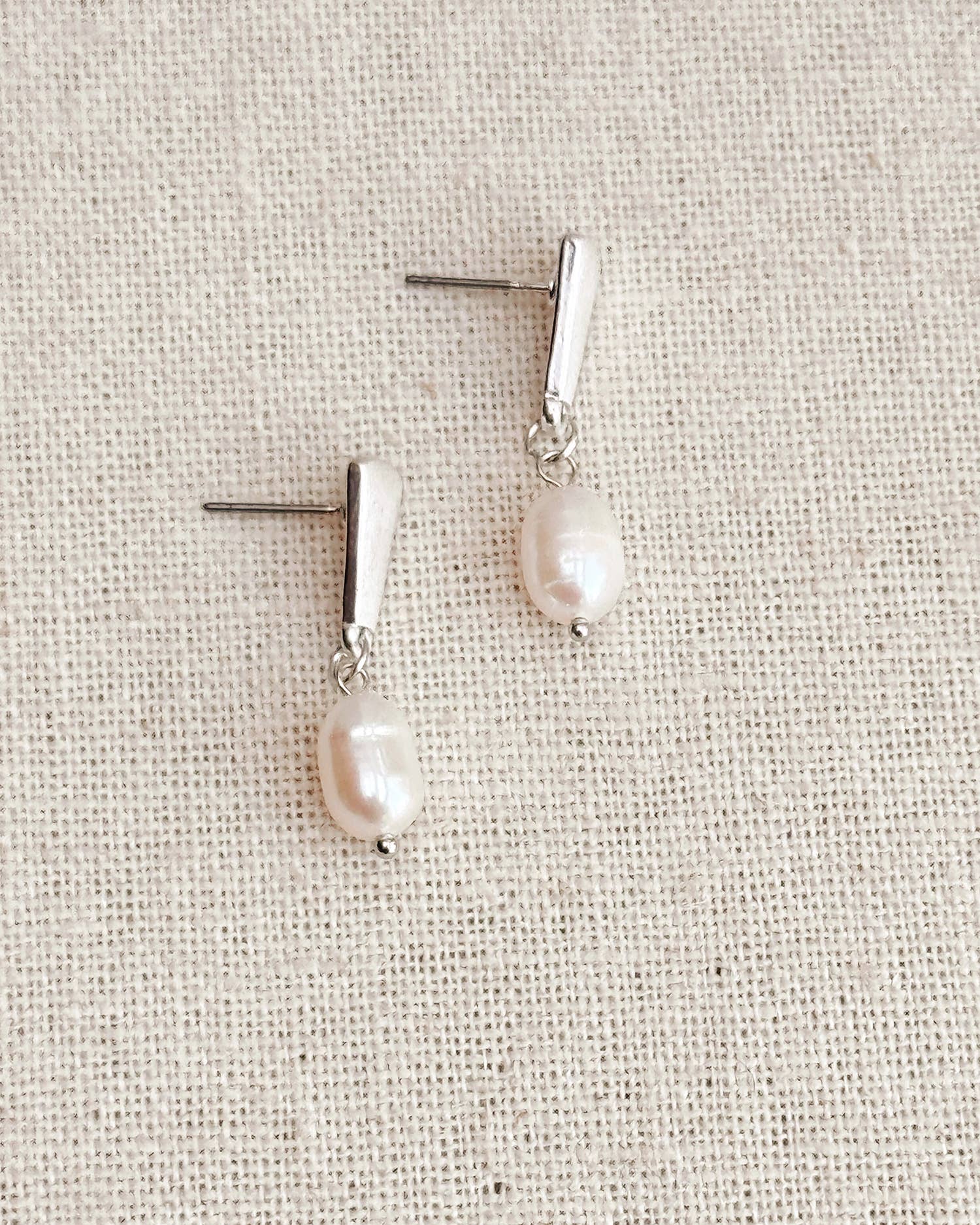 Minimalist Bar Pearl Drop Earrings