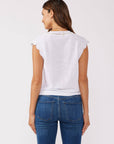 Embroidered Button Front Cutout Top